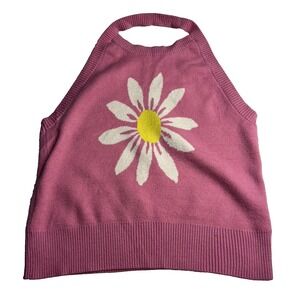 MM By Michelle Clueless Gilmore Girls Flower Halter Top Women XL Pink Boho Beach